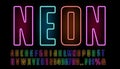 Neon style font design, alphabet letters and numbers, AI CS6.